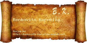 Benkovits Kornélia névjegykártya